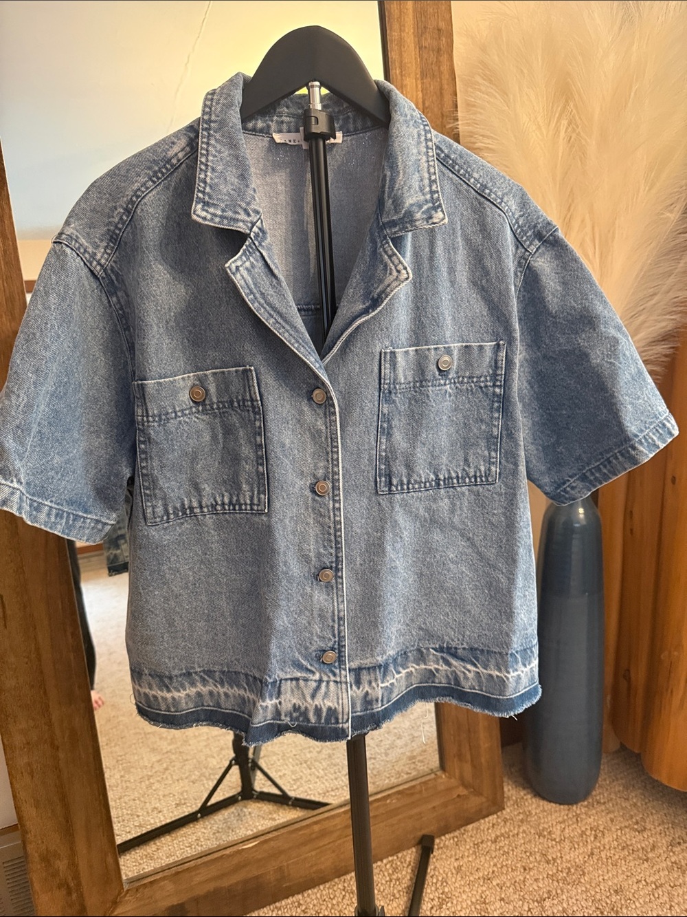 Jane and Delancey Short-Sleeve Denim Jacket - Light Blue